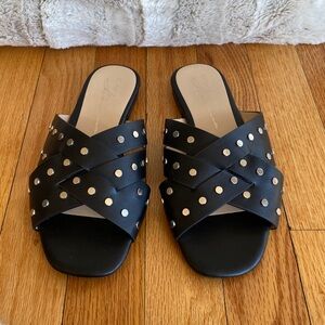 Black Studded Slide Sandals